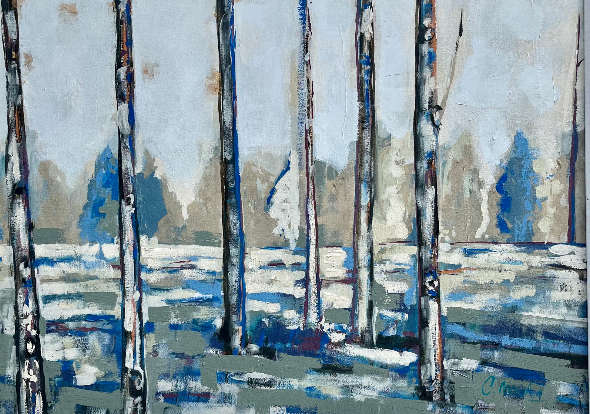 30x40 Blue Trees image 0