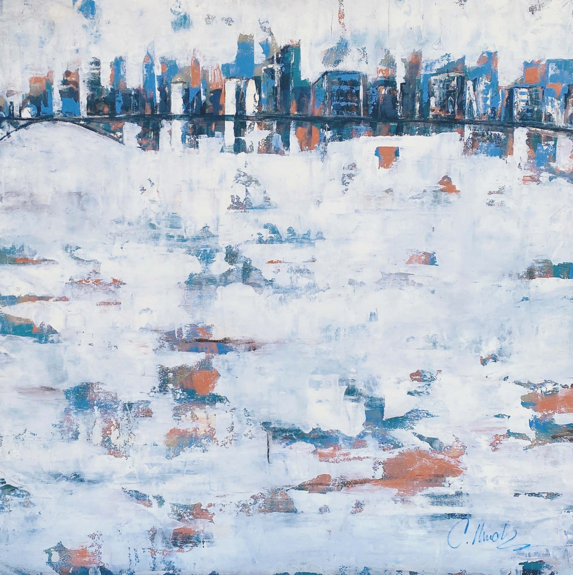 Coral City 1 (36x36) Mix Media on Canvas image 0