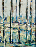 30x40 Vetrical Blue Trees  image 0